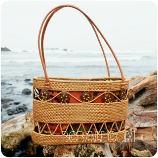 ethnic home made shopping handbags straw ata rattan bali